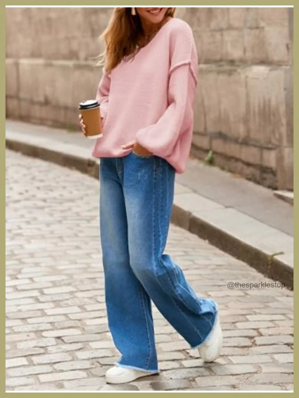 Womens Oversized Chunky Knit Sweater V Neck Lantern Sleeve Pullover Tunic